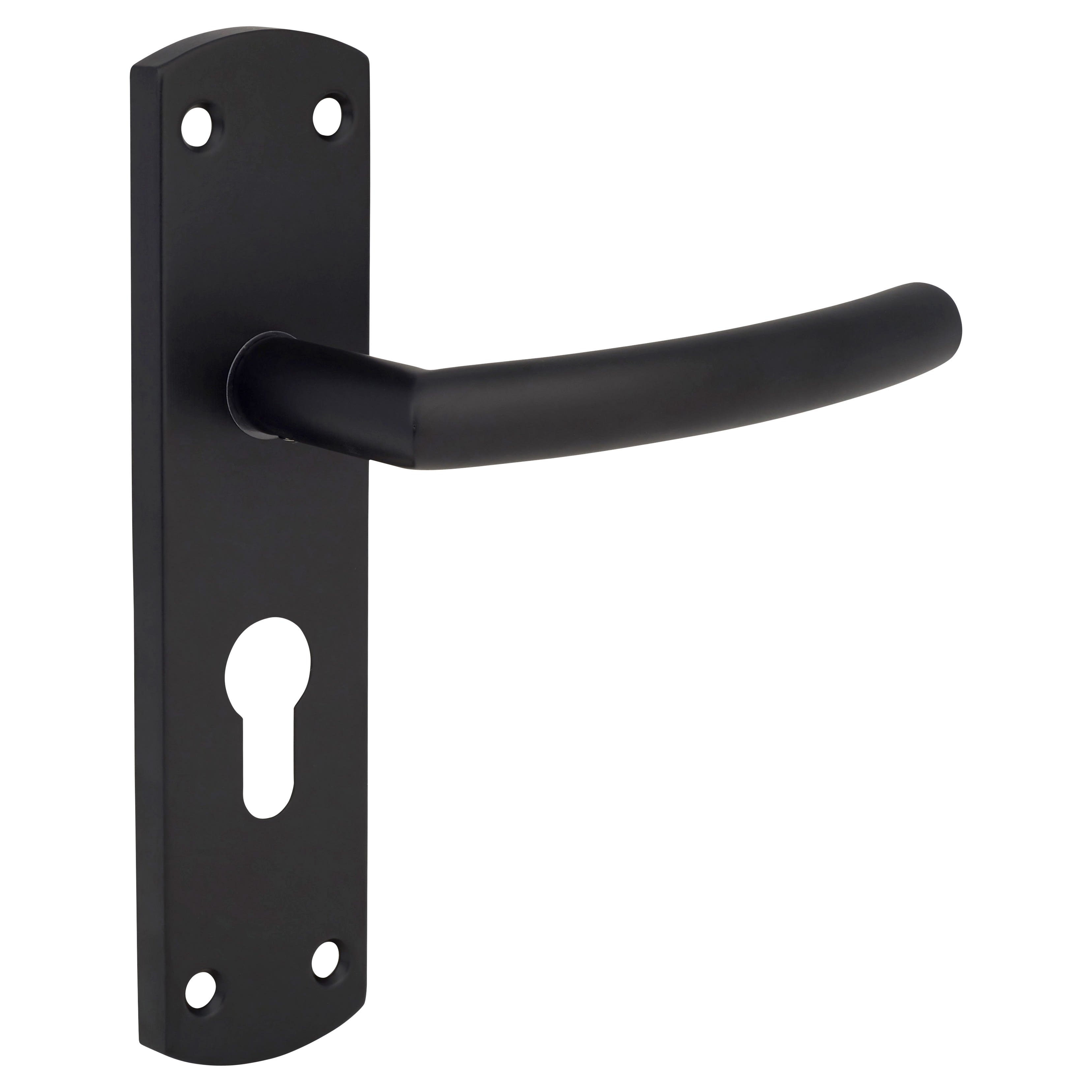 Matt Black Arched Euro Lock Door Handles - 172 x 44mm - view 3