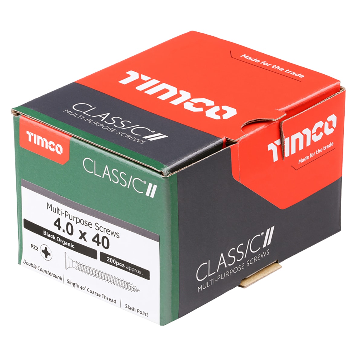 Classic Pozi Countersunk Wood Screws - 4.0 x 40mm - Black Passivated - Pack of 200 - view 3