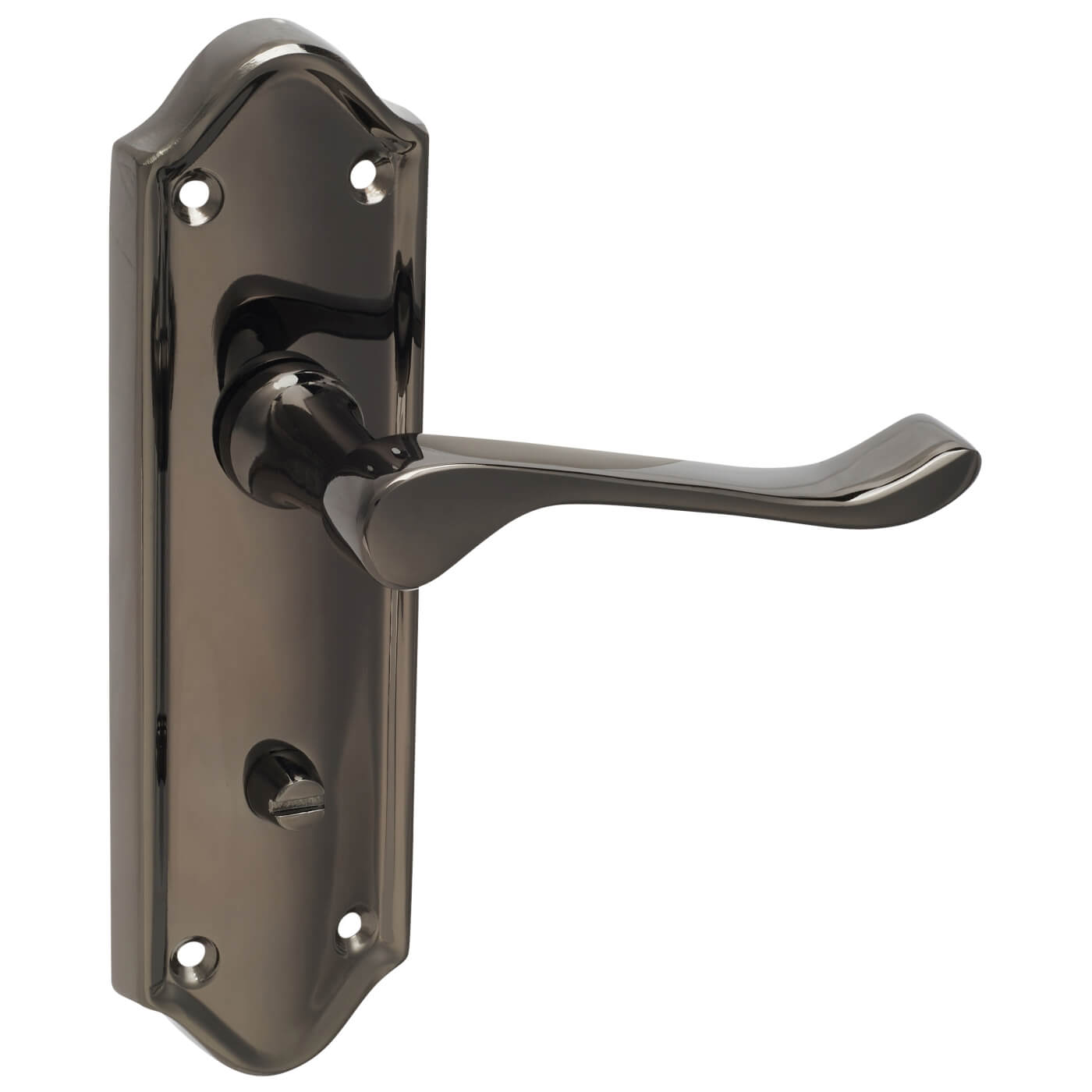Black Nickel Scroll Bathroom Door Handles - Ashmead Range - 168 x 46mm - view 5
