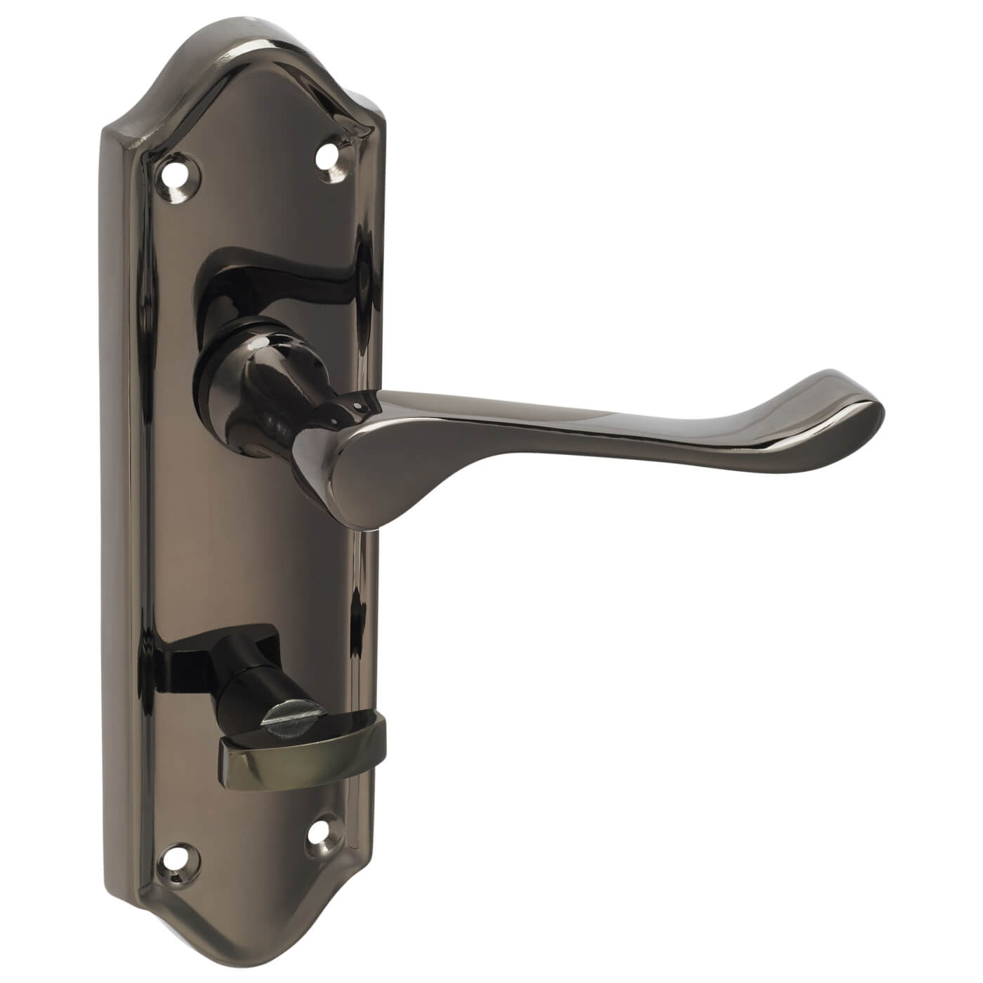 Black Nickel Scroll Bathroom Door Handles - Ashmead Range - 168 x 46mm - view 6