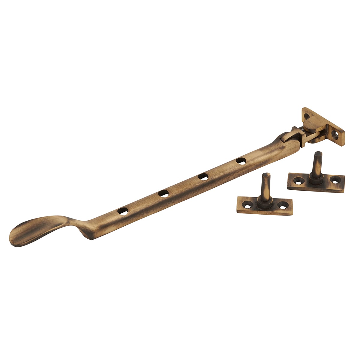 Cast Victorian Casement Window Stay - 10"/250mm Length - Antique Brass - view 2