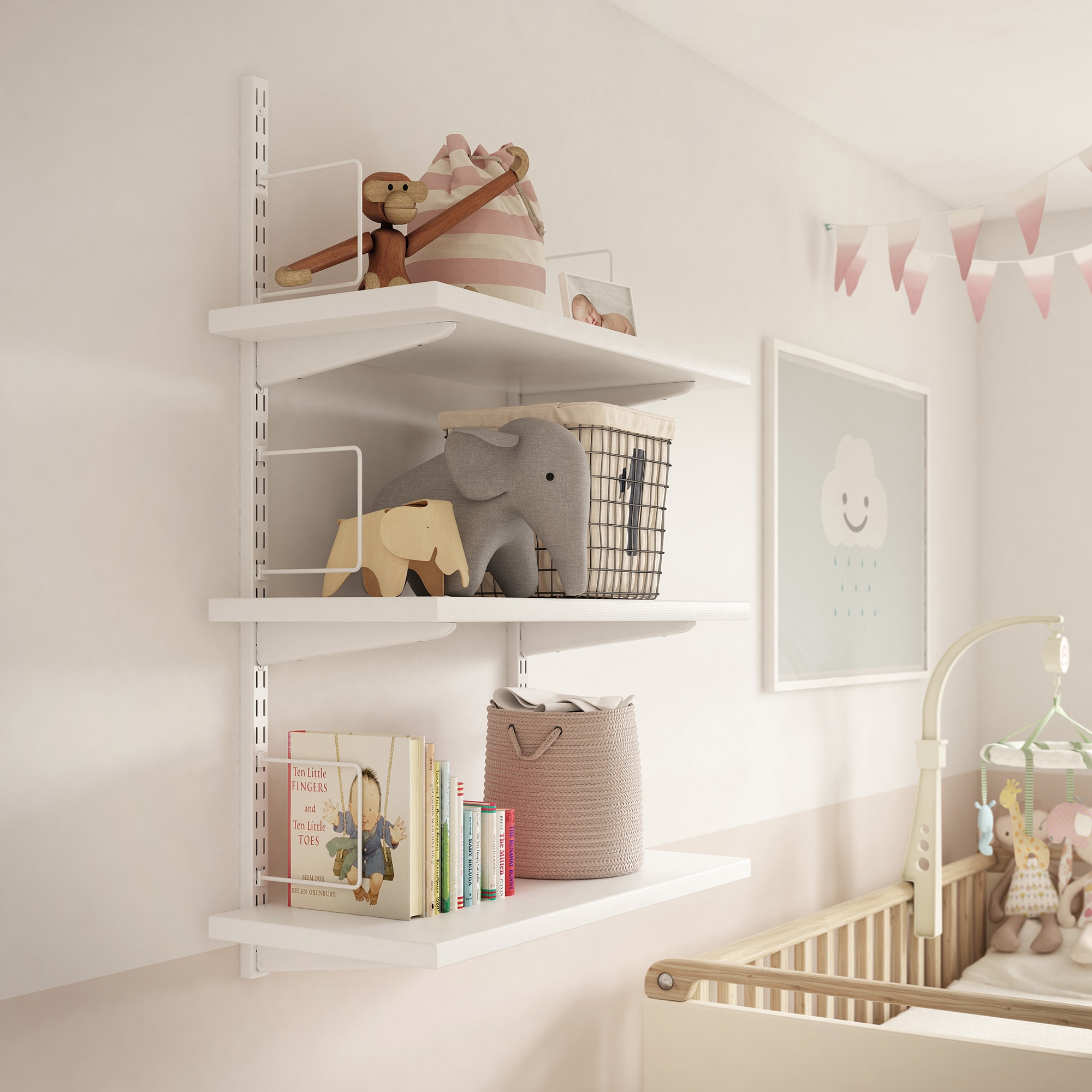 Twin Slot Shelf Bracket - 220mm Length - Matt White - view 3