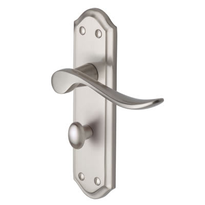 Marcus Satin Nickel Scroll Bathroom Door Handles - Sandown Range - 180 x 48mm - view 2
