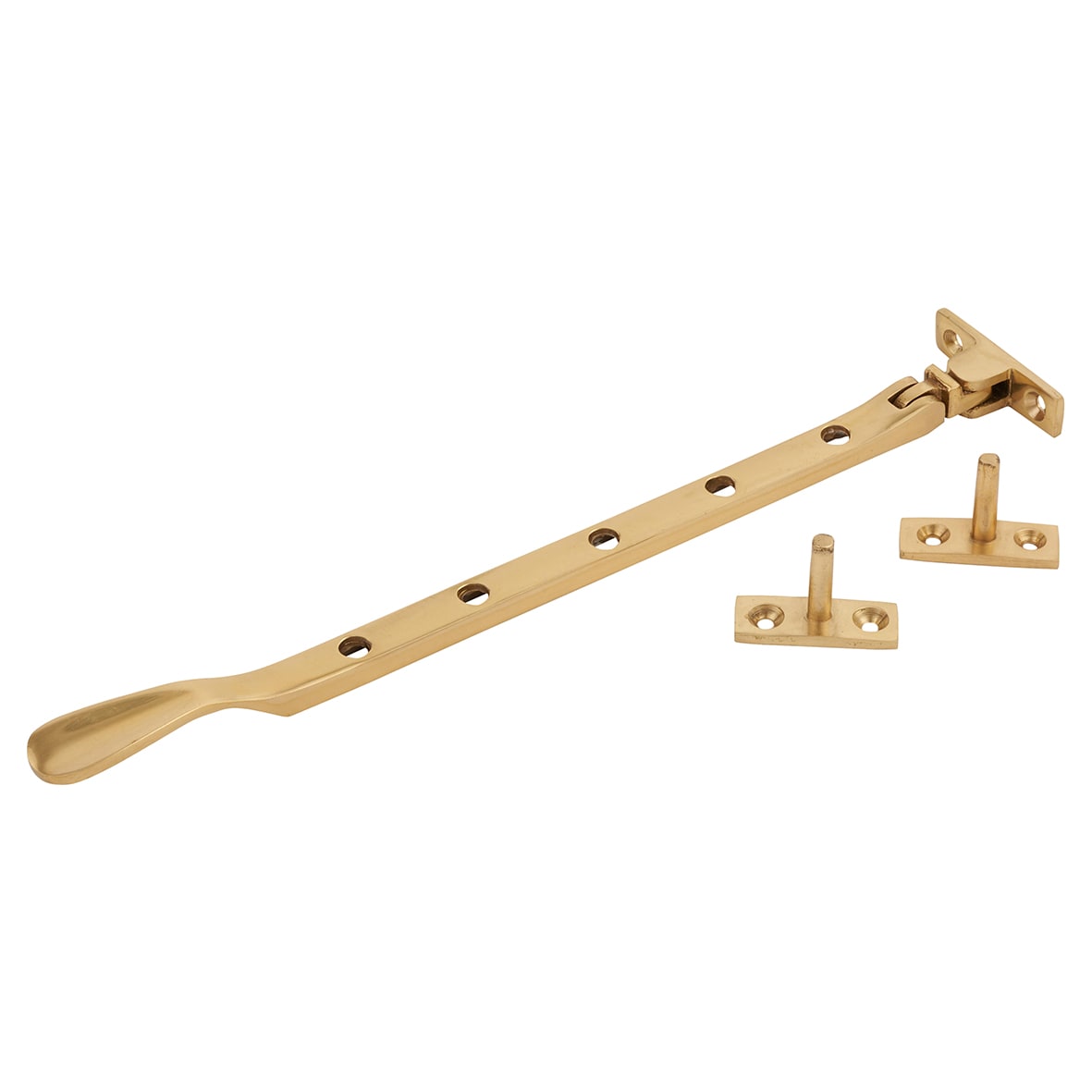 Budget Victorian Casement Window Stay - 10"/250mm Length - Polished Brass - view 3