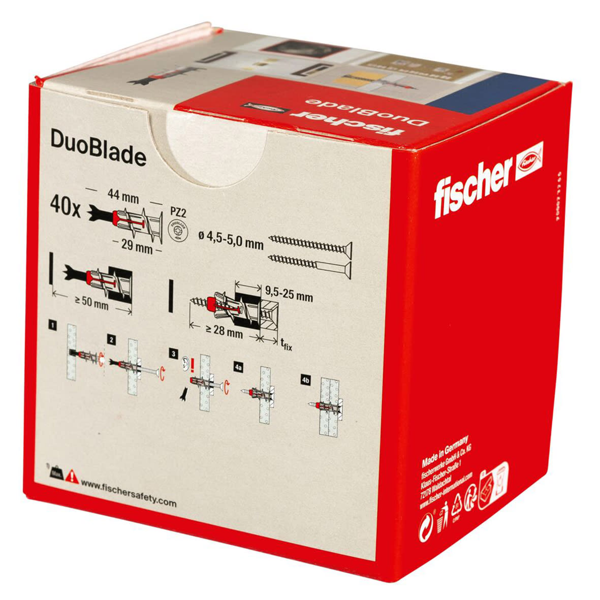 Duoblade Plug for Plasterboard - 8 x 44mm - Red & Grey - Pack of 40 - view 4