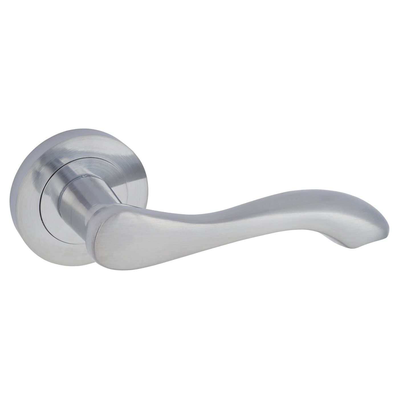 Satin Chrome Scroll Door Handles on Round Rose - Scarlett Range - view 4