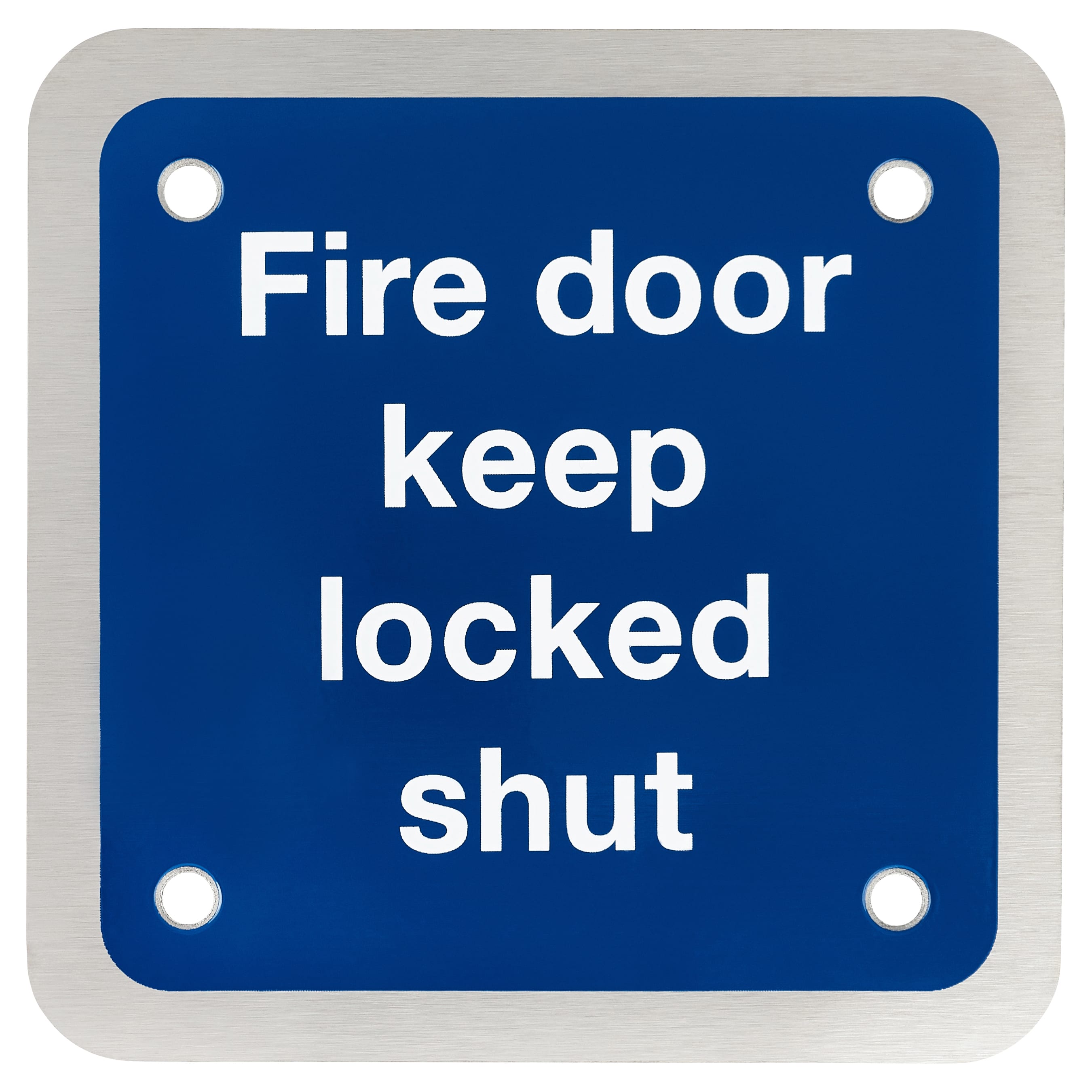 Fire Door Keep Locked Shut Door Sign - Square - 90 x 90mm - Satin Stainless Steel - view 2