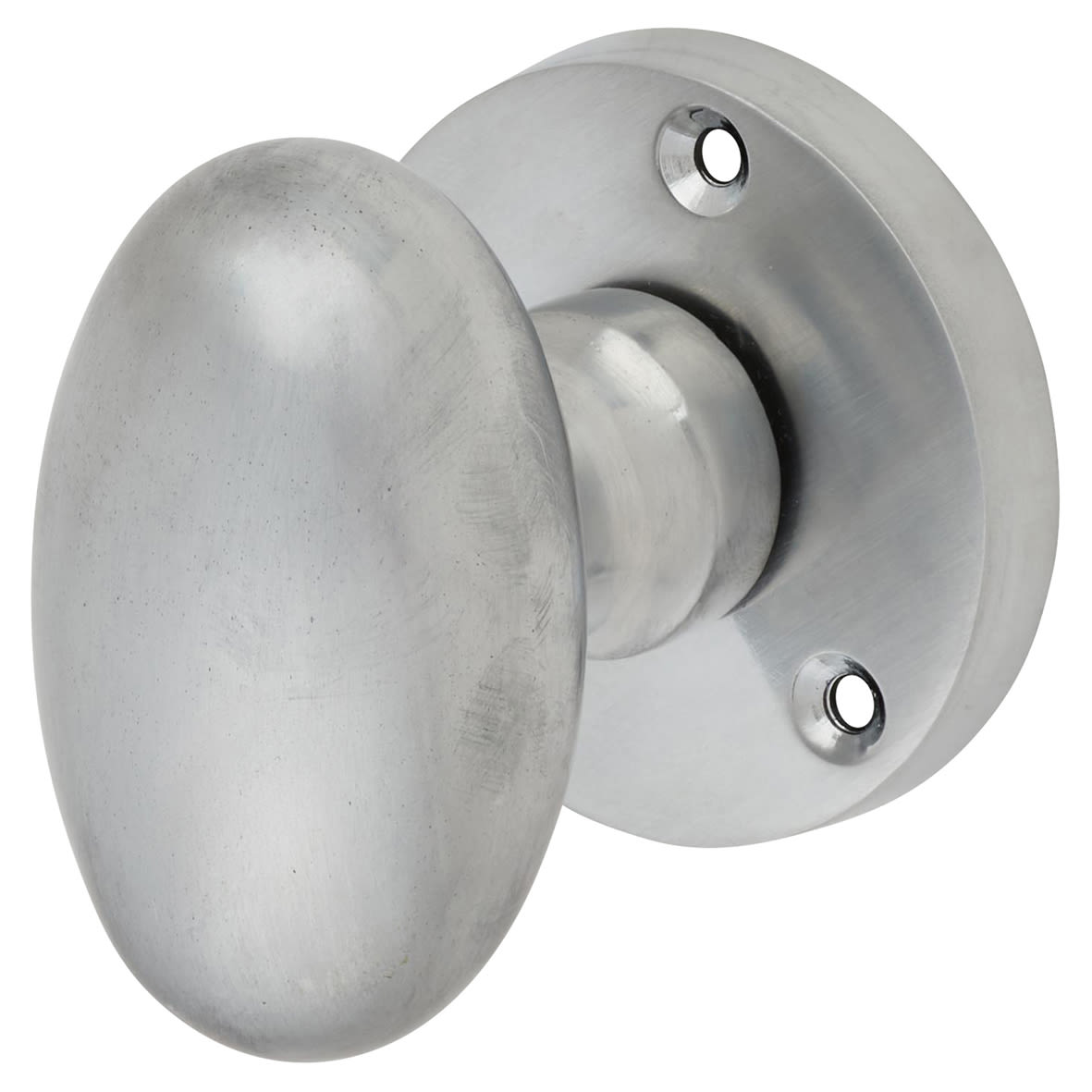 Satin Chrome Victorian Oval Mortice Door Knob - 61mm Rose Diameter - view 2