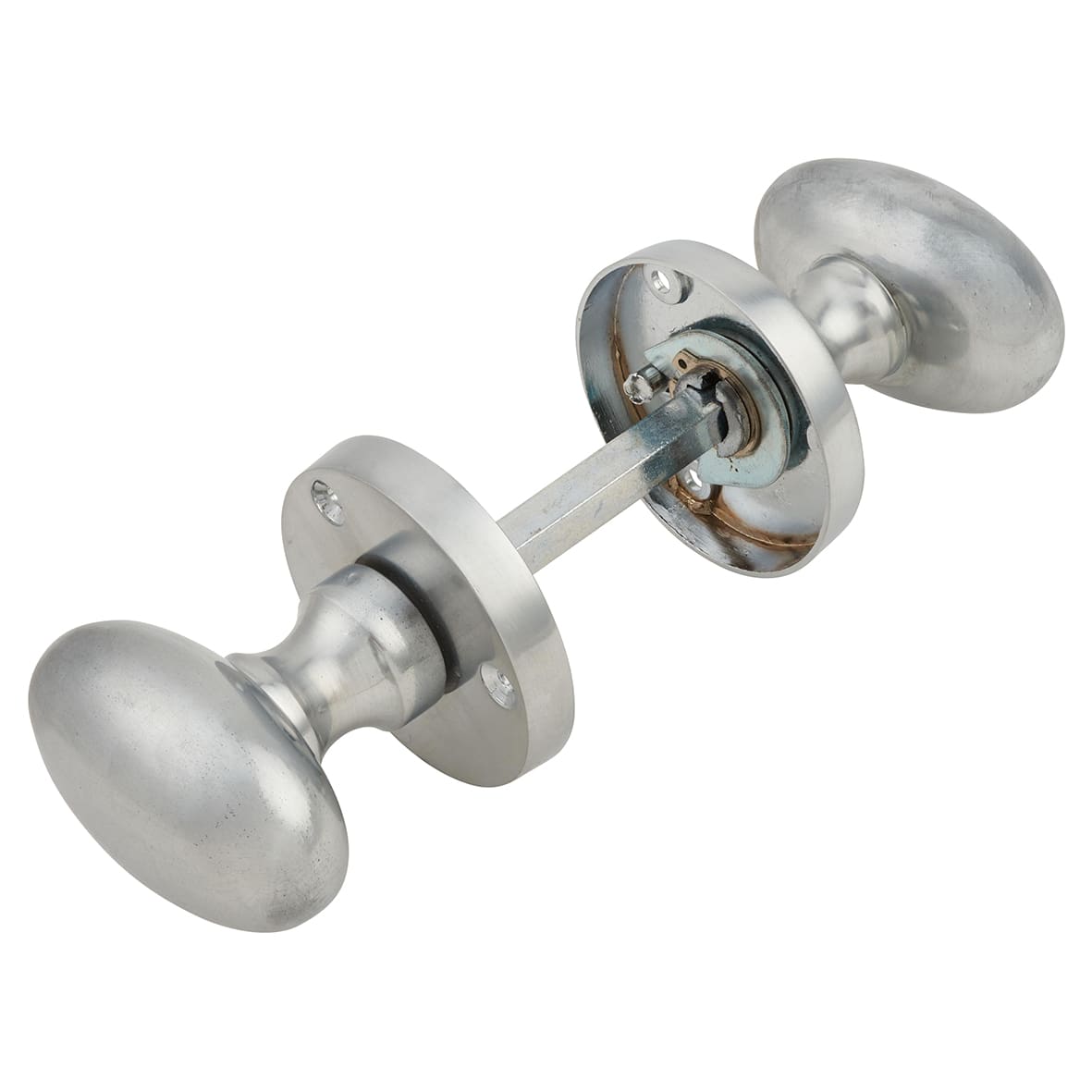 Satin Chrome Victorian Oval Mortice Door Knob - 61mm Rose Diameter - view 4