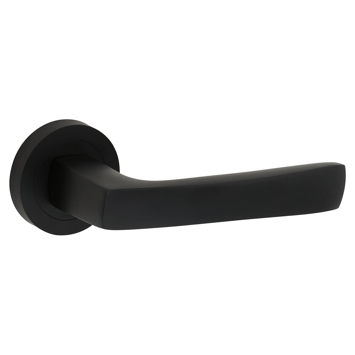 Matt Black Door Handles on Round Rose - Ivy Range - view 2