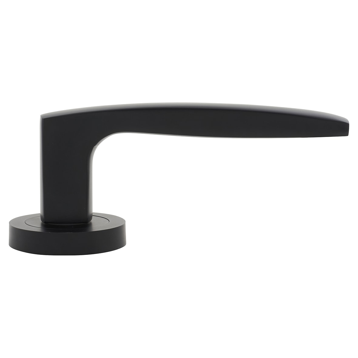 Matt Black Door Handles on Round Rose - Ivy Range - view 3