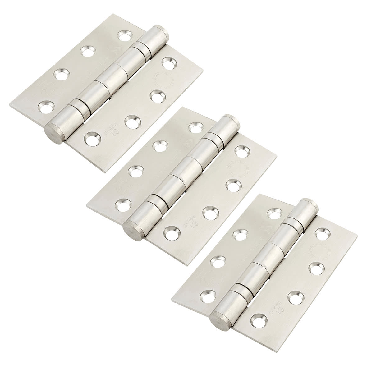 Twin Ball Bearing Grade 13 Butt Fire Door Hinge - 100 x 75 x 3mm - 201 Stainless - Pack of 3 - view 4
