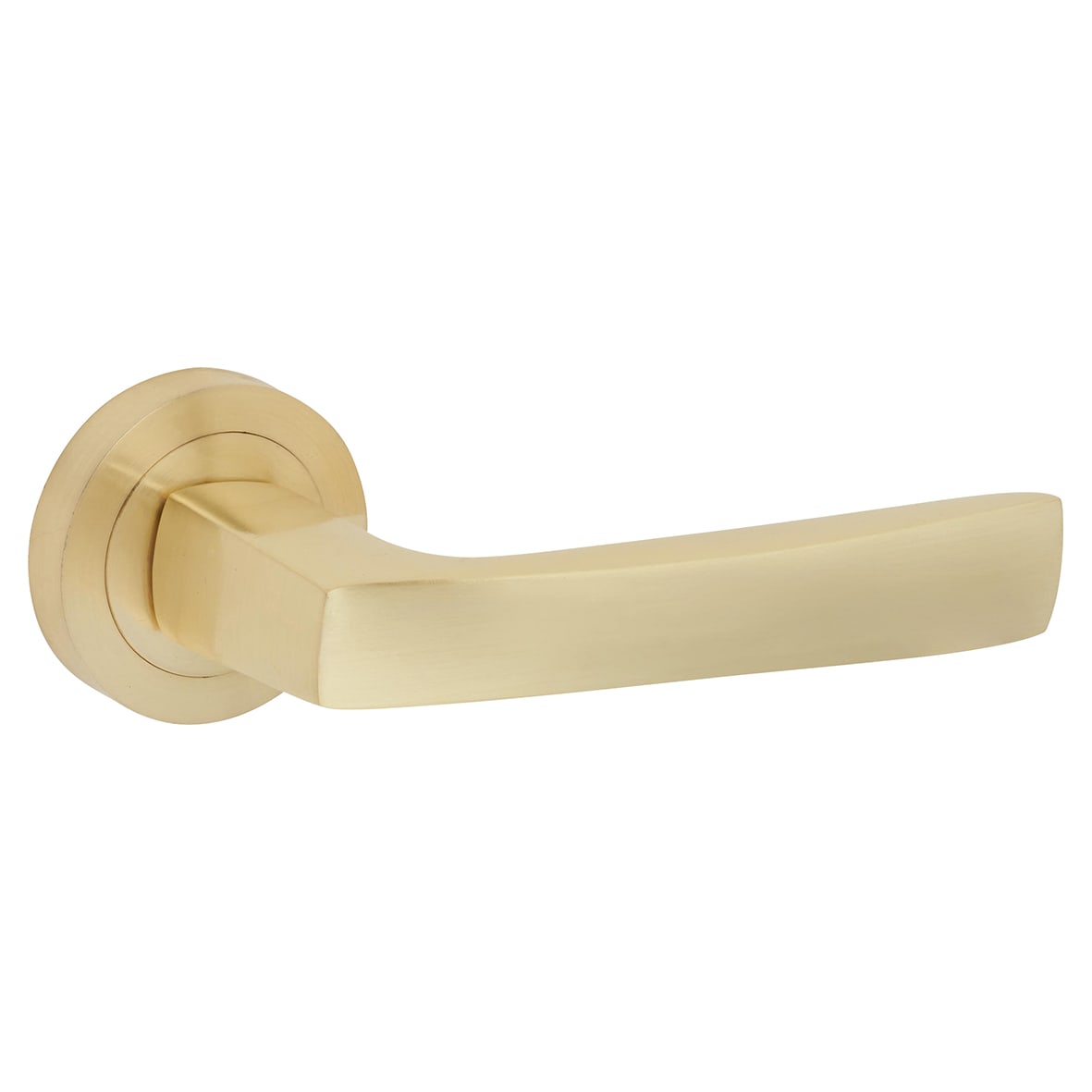 Satin Brass Door Handles on Round Rose - Ivy Range - view 2