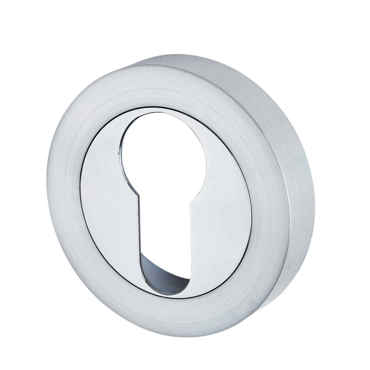 Polished/Satin Chrome Euro Lock Door Handles on Rose Pack - Knightsbridge Range - view 5