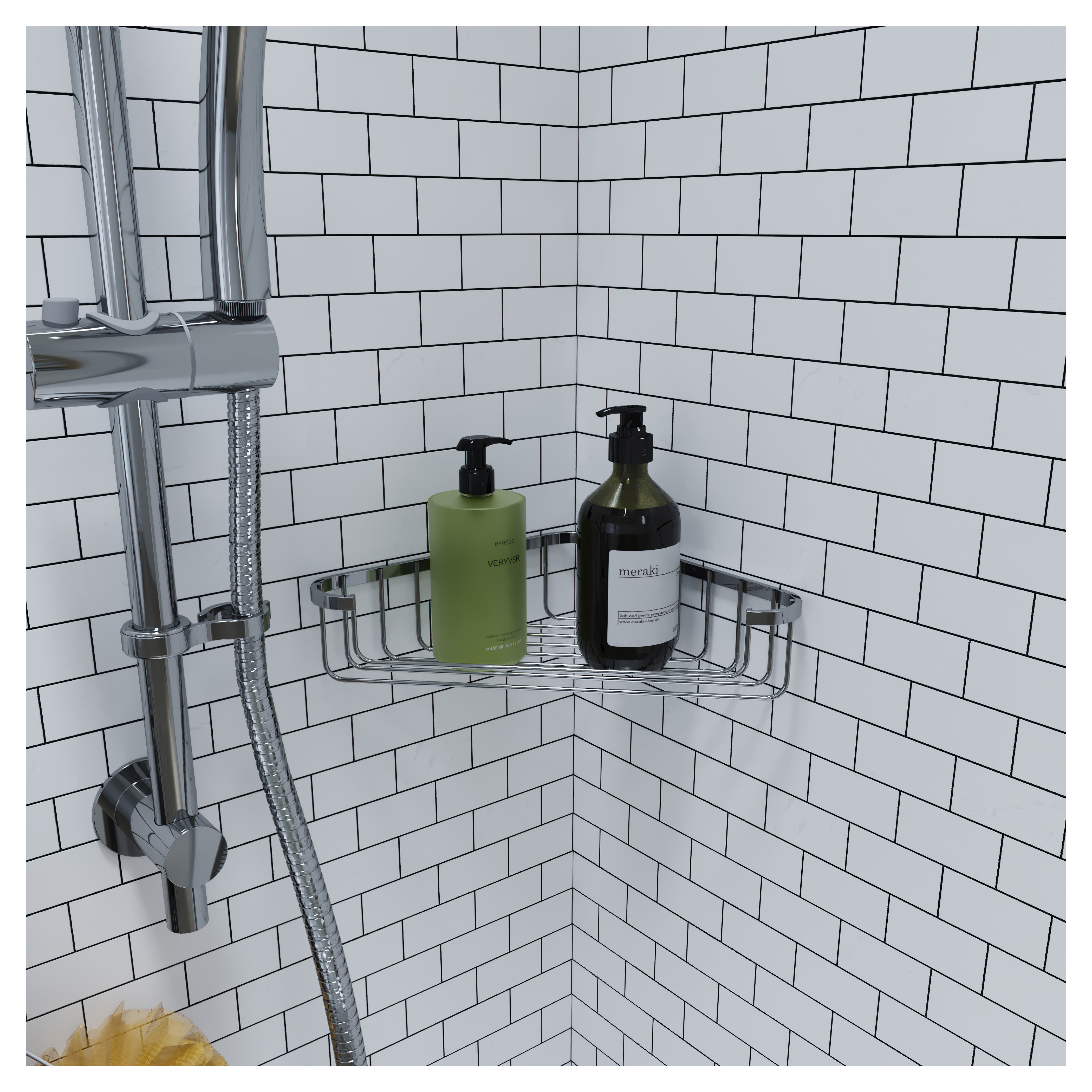 Wirework Medium Corner Shower Soap Dish Basket - 60 x 280 x 165mm - Mild Steel - view 3