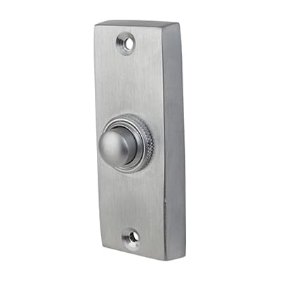 Satin Chrome Rectangular Plain Edge Period Bell Push - 76 x 25mm - view 2