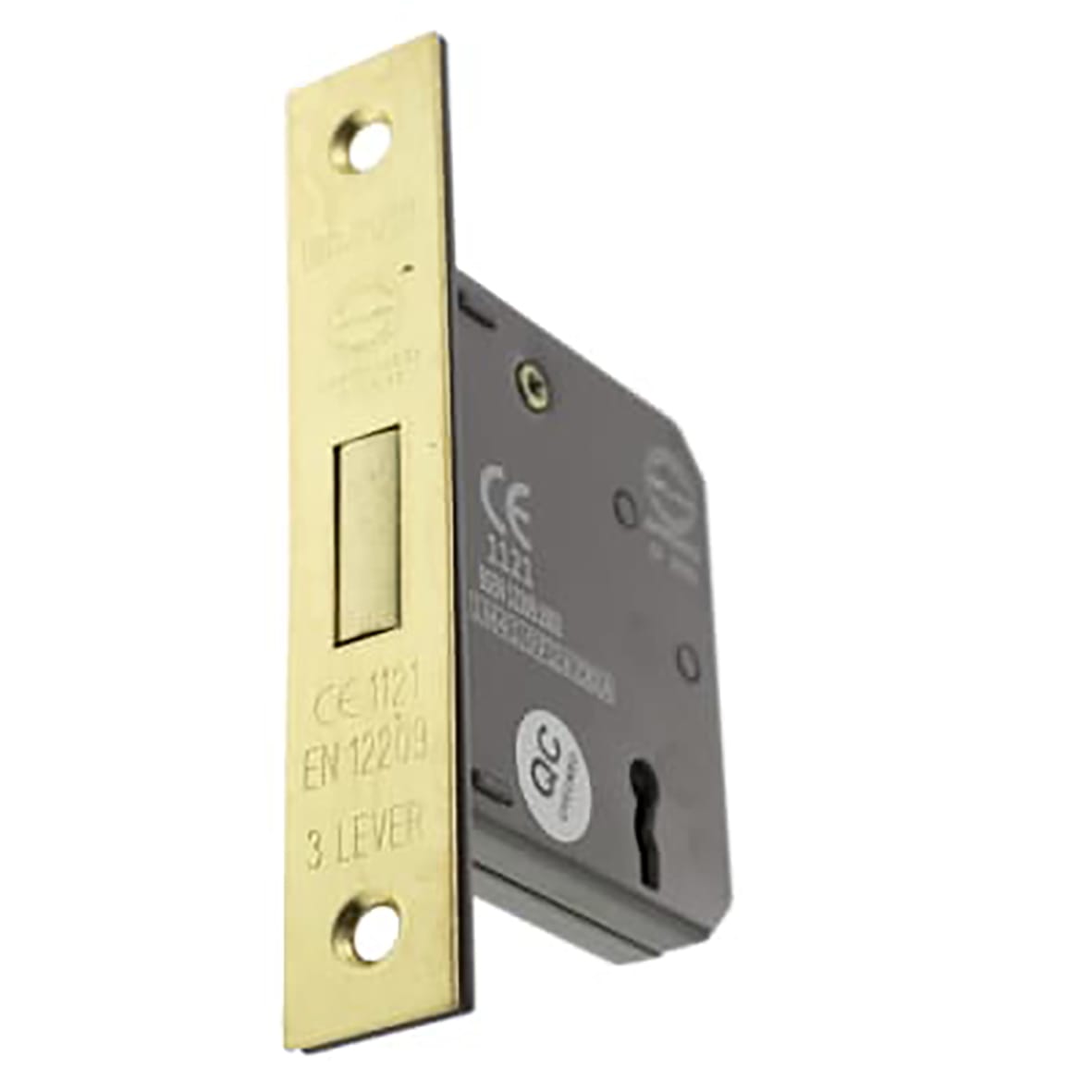 3 Lever Deadlock - 77mm Case - 57mm Backset - Satin Brass - view 2