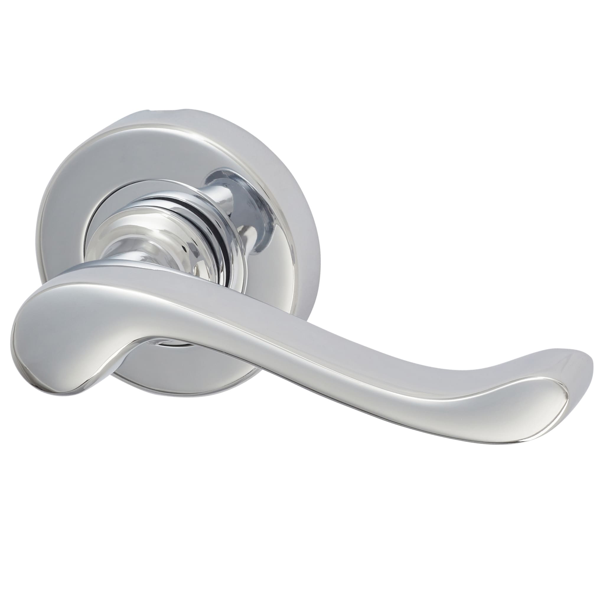 Marcus Polished Chrome Scroll Door Handles on Round Rose - Bedford Range - view 2