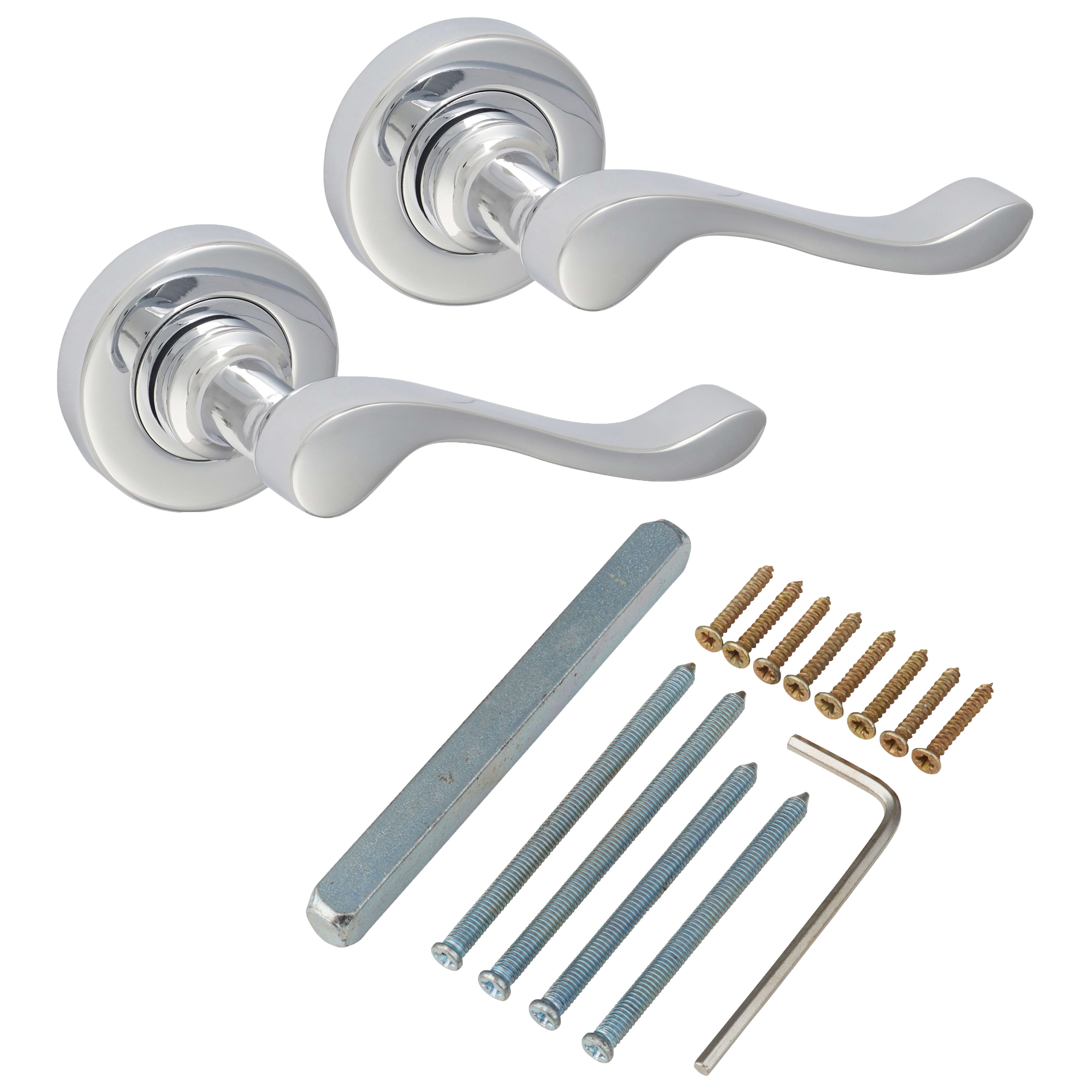 Marcus Polished Chrome Scroll Door Handles on Round Rose - Bedford Range - view 3