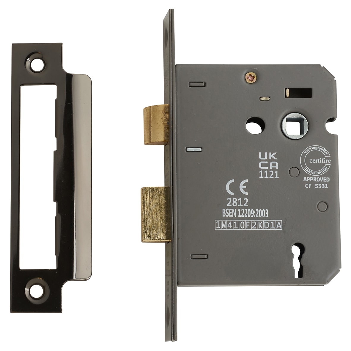 Bolt Through 3 Lever Sashlock - 75mm Case - 57mm Backset - Square - Black Nickel - view 2