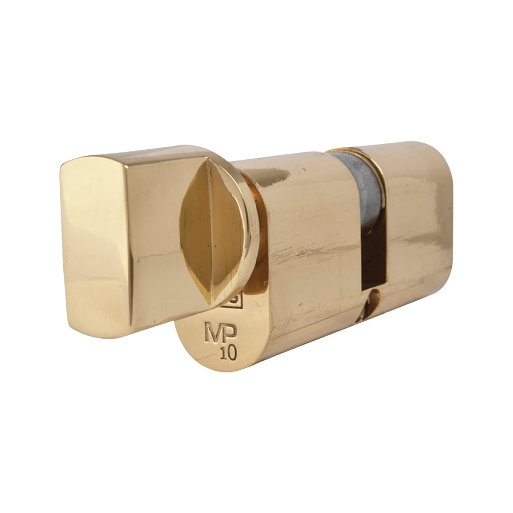 10 Pin 70mm Oval Thumbturn Cylinder - 35mm Turn + 35mm - Polished Brass - Keyed to Differ - view 3