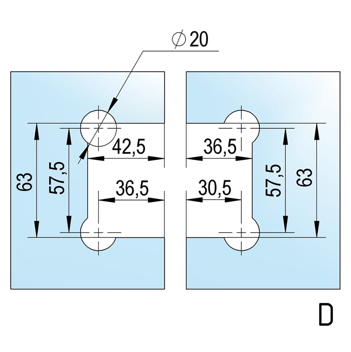 Bilbao Select Glass to Glass Shower Hinge - 180° - 8-12mm Glass - Polished Chrome - view 2