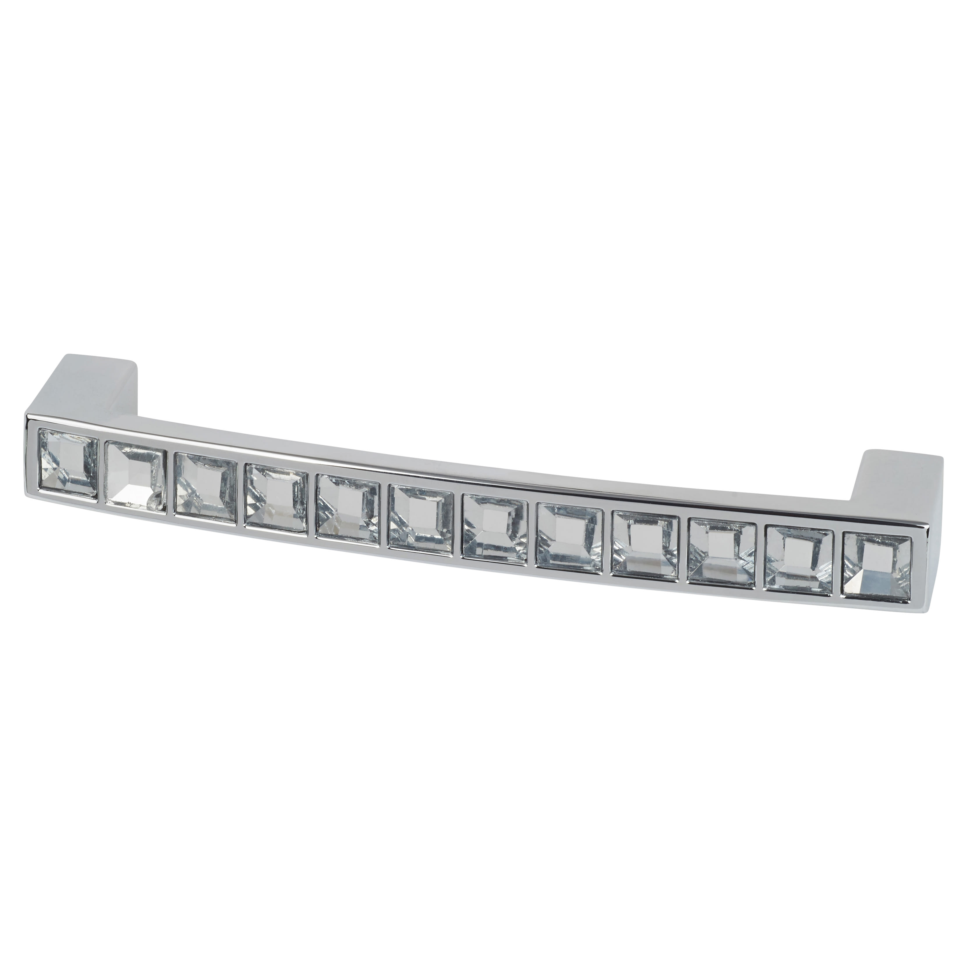 Cut Glass Square Arched D-Bar Cabinet Pull Handle - 128mm Centres - Polished Chrome - view 2