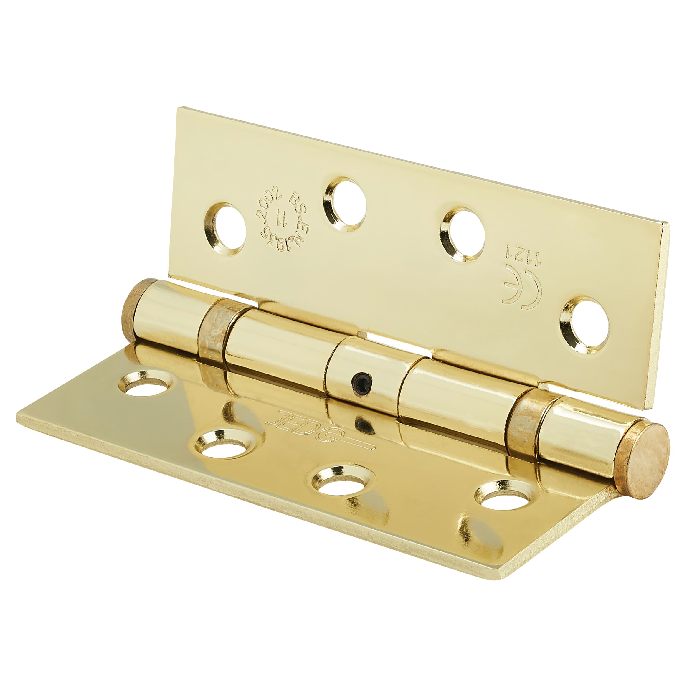 Twin Ball Bearing Steel Grade 11 Butt Fire Door Hinge - 102 x 76 x 2.7mm - Pol Brass - Pair - view 3