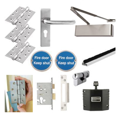 Heavy Duty Euro Lock Door Handle on Backplate Fire Door Kit & Dorgard Holder - Stainless Steel - view 2