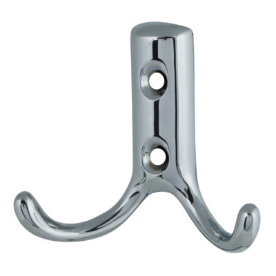 Double Coat Hook - 70 x 56mm - Polished Chrome - view 2
