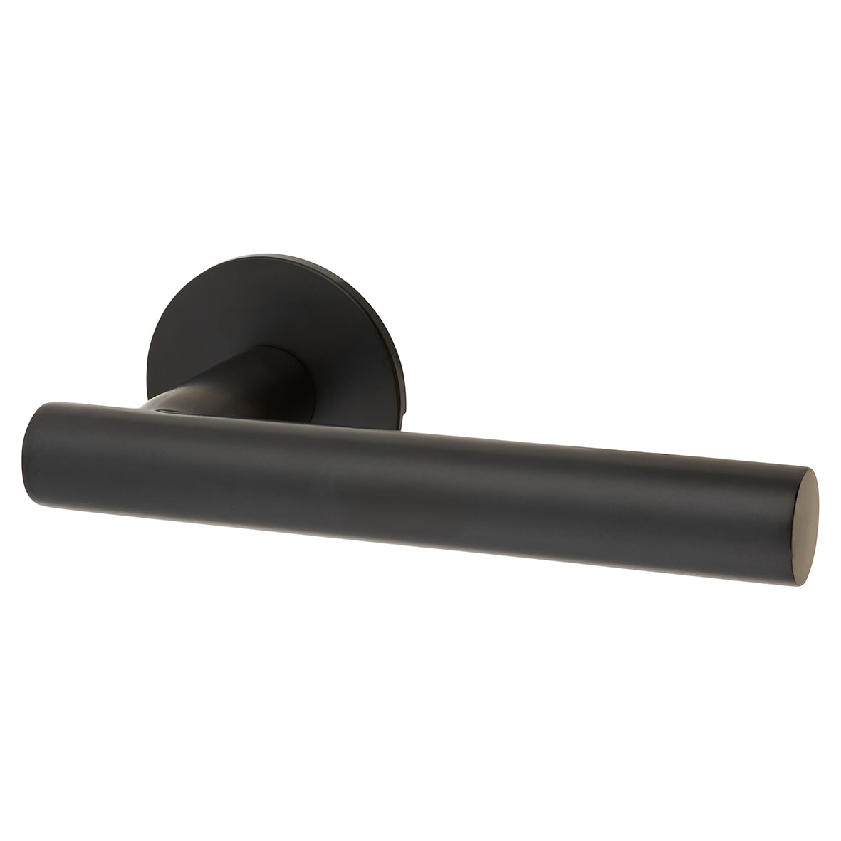 Matt Black Door Handles on Round Slim Rose - Schema Vinklad Range - view 2