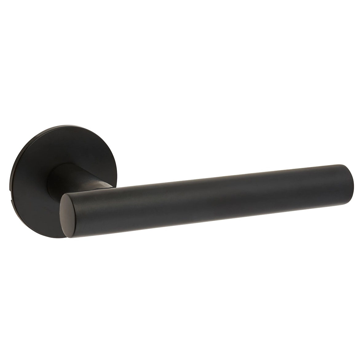 Matt Black Door Handles on Round Slim Rose - Schema Vinklad Range - view 3