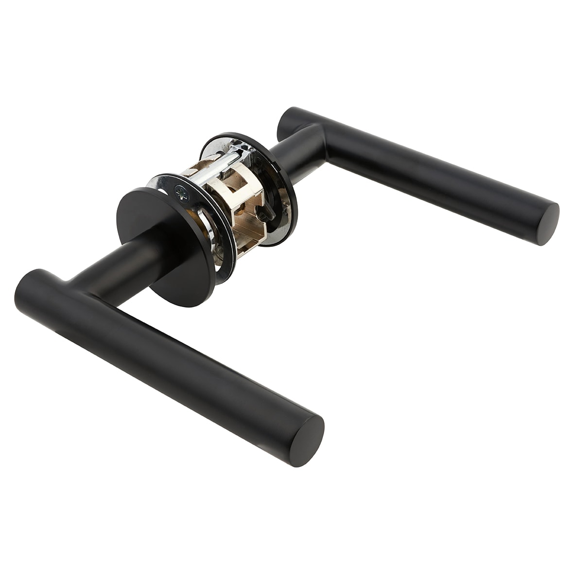 Matt Black Door Handles on Round Slim Rose - Schema Vinklad Range - view 4