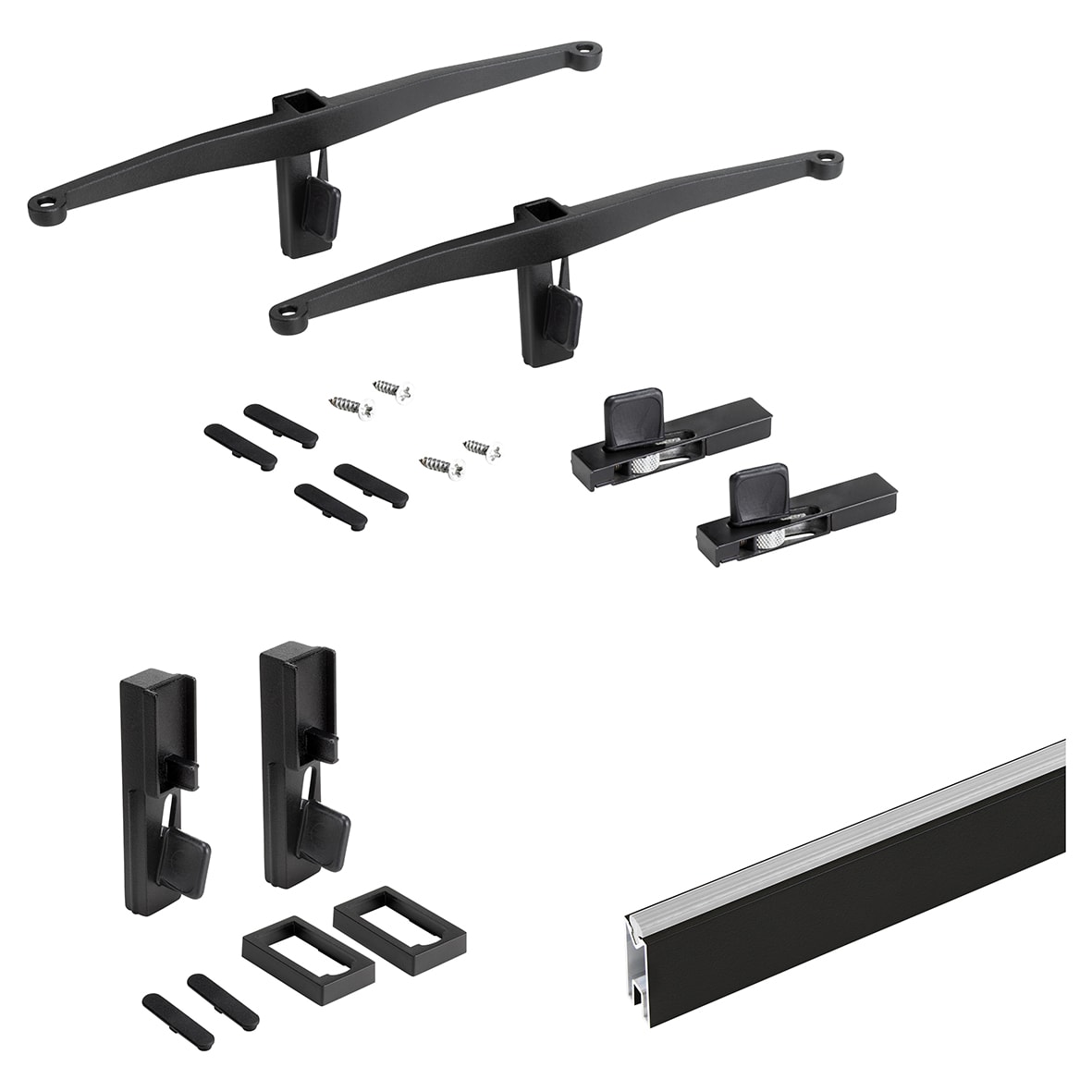 Zero Bracket Pack - 4 x Wooden Shelf Brackets 1 x Rail - Black - view 2