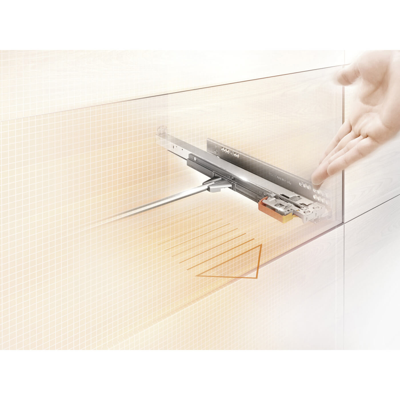 MOVENTO TIP-ON Push to Open Drawer Runner - Full Extension - 270mm Length - 40kg - view 3