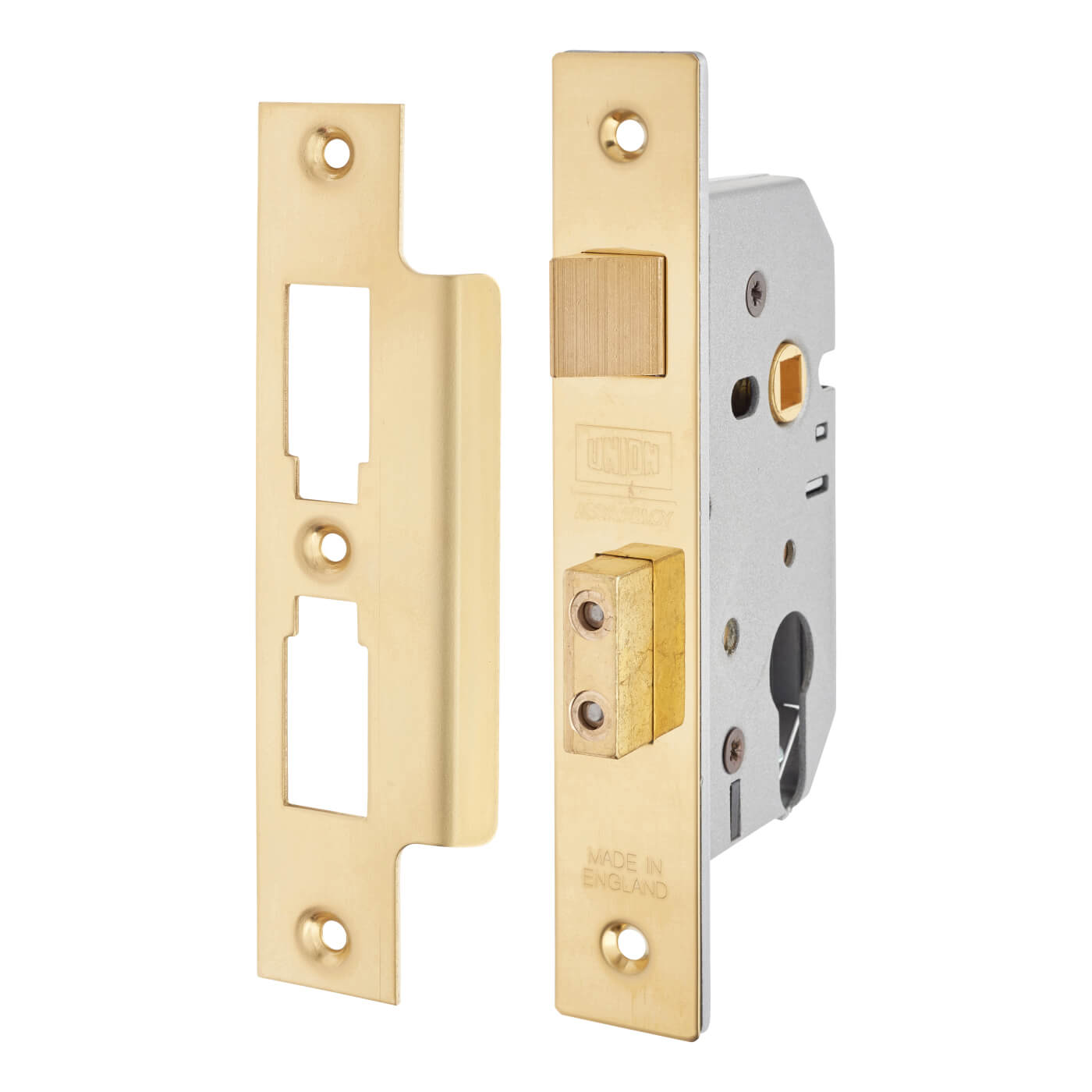 2249 Bolt Through Euro Profile Sashlock - 65mm Case - 44.5mm Backset - Polished Brass - view 2