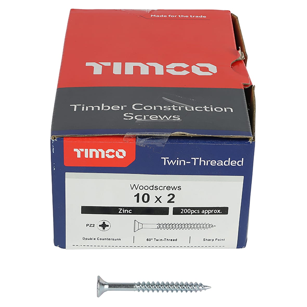 Twin Threaded Pozi Round Head Wood Screws - 10 x 2" - Pack of 200 - view 2