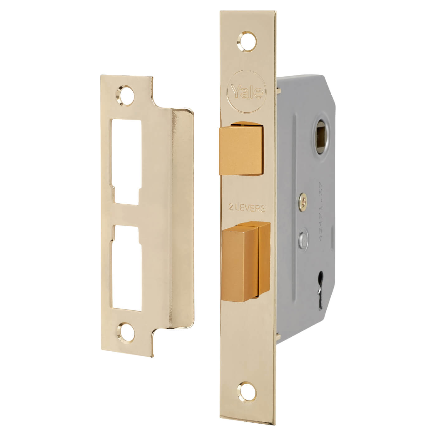 2 Lever Interior Door Sashlock - 80mm Case - 57mm Backset - Polished Brass - view 2