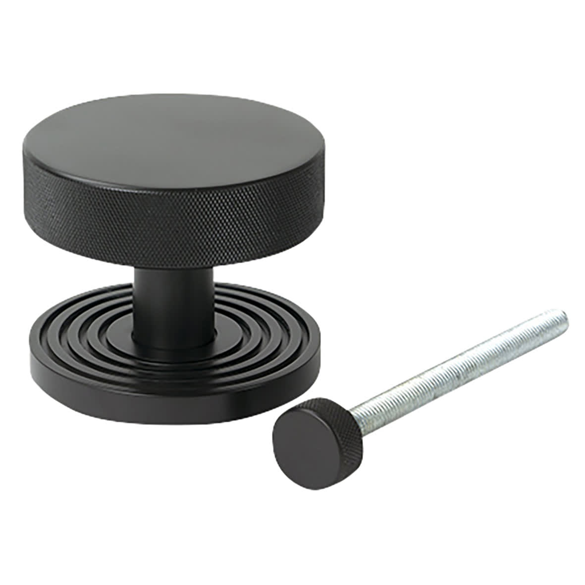 Brompton Aged Bronze Round Knurled Centre Door Knob on Beehive Rose - 90mm Rose Diameter - view 2