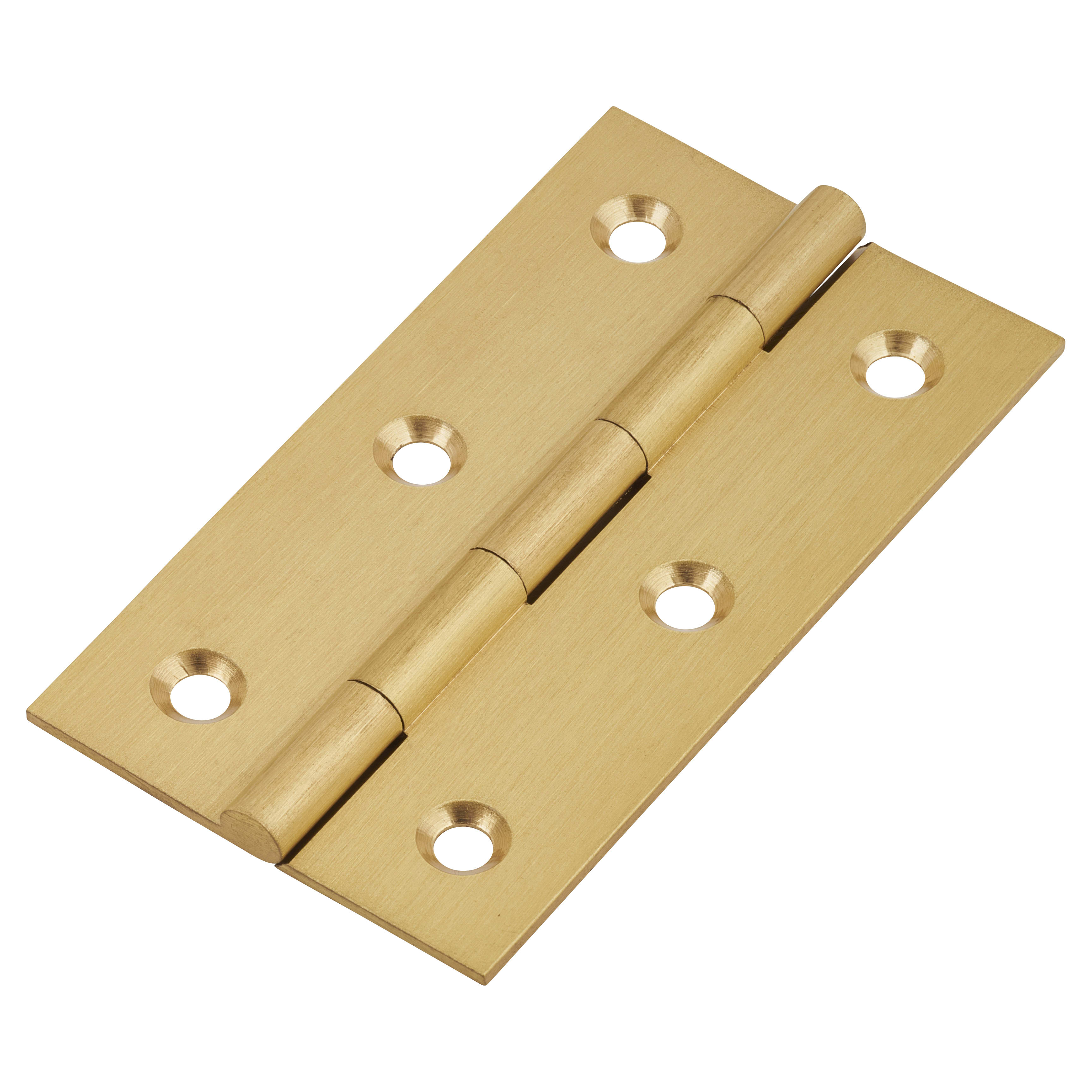 Solid Drawn Butt Cabinet Hinge - 64 x 35 x 1.45mm - Satin Brass - Pair - view 2