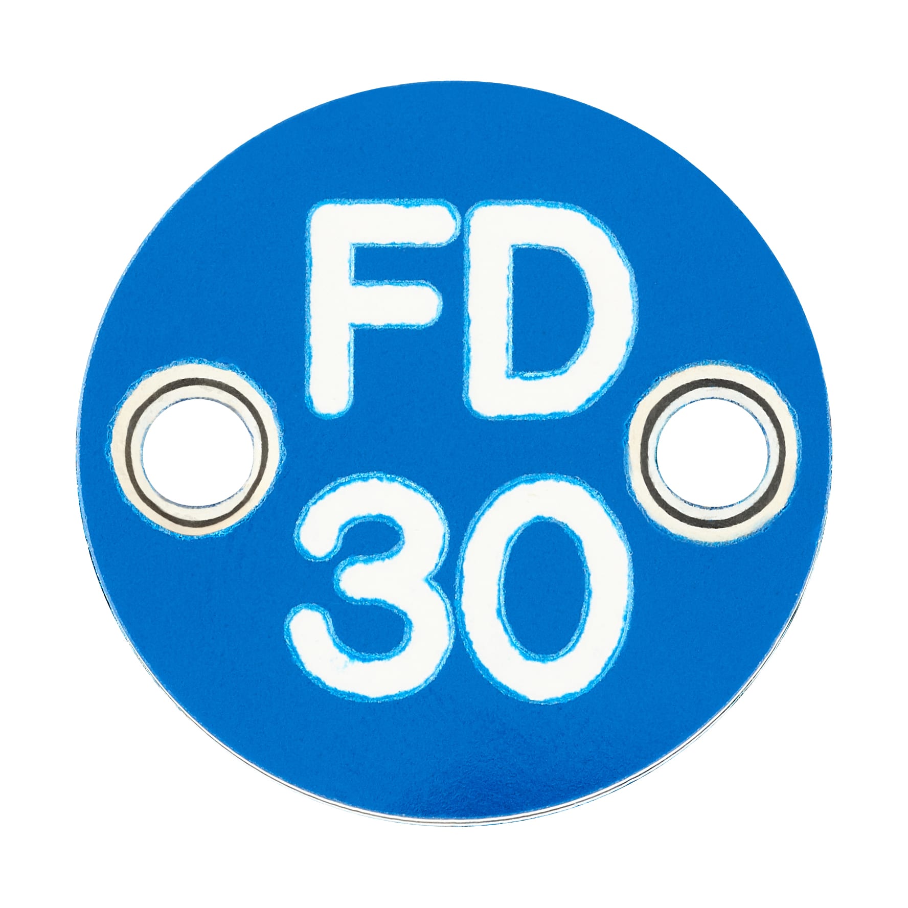 Fire Door Sign - Drilled - 25mm Diameter - Rigid Plastic - Blue - view 2