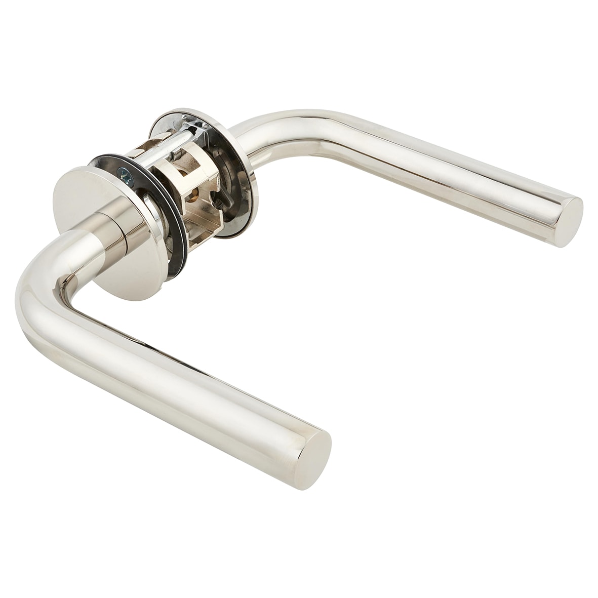 Polished Stainless Steel Door Handles on Round Slim Rose - Schema Syfte Range - view 4