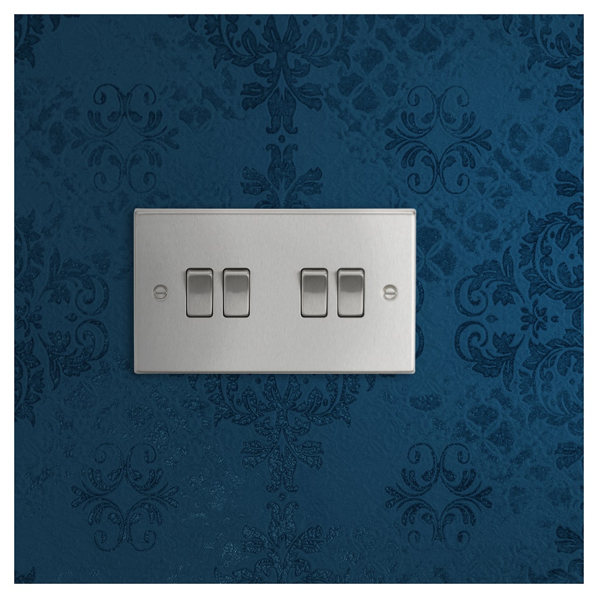 10AX 6 Gang 2 Way Square Edge Plate Light Switch - Brushed Chrome - view 2