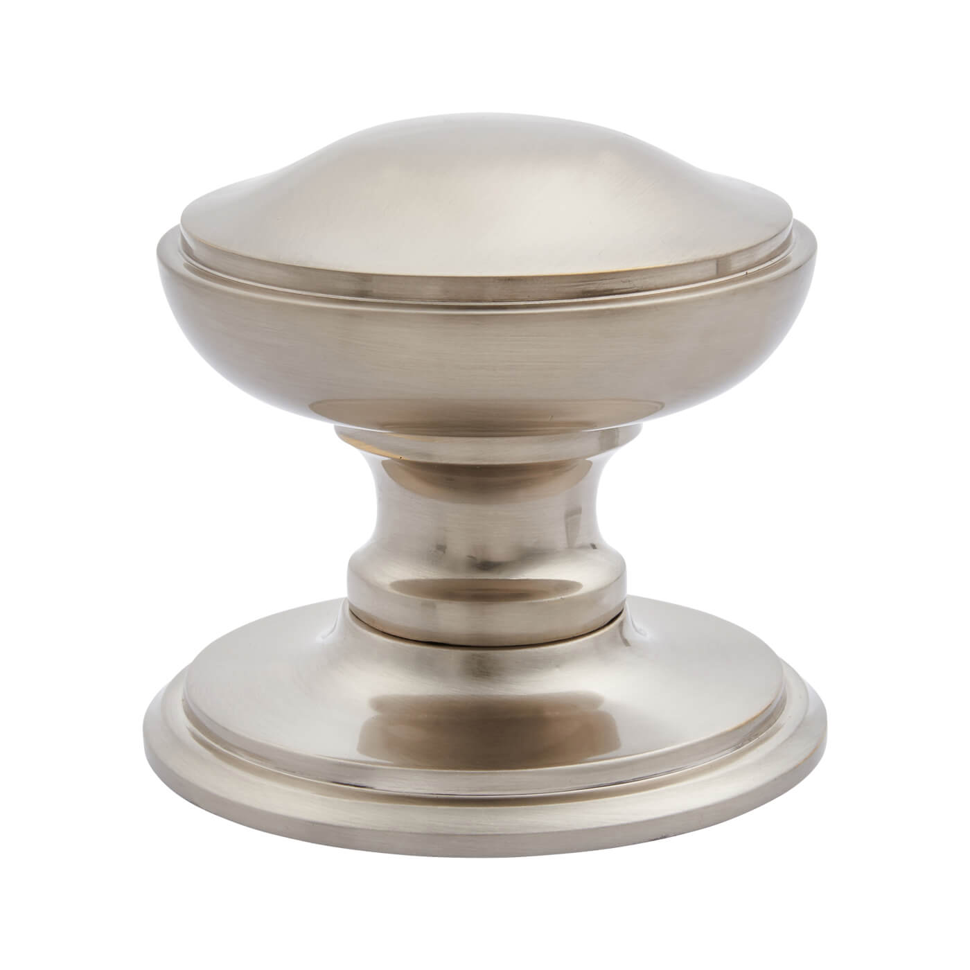 Satin Nickel Round Centre Door Knob - 80mm Rose Diameter - view 3