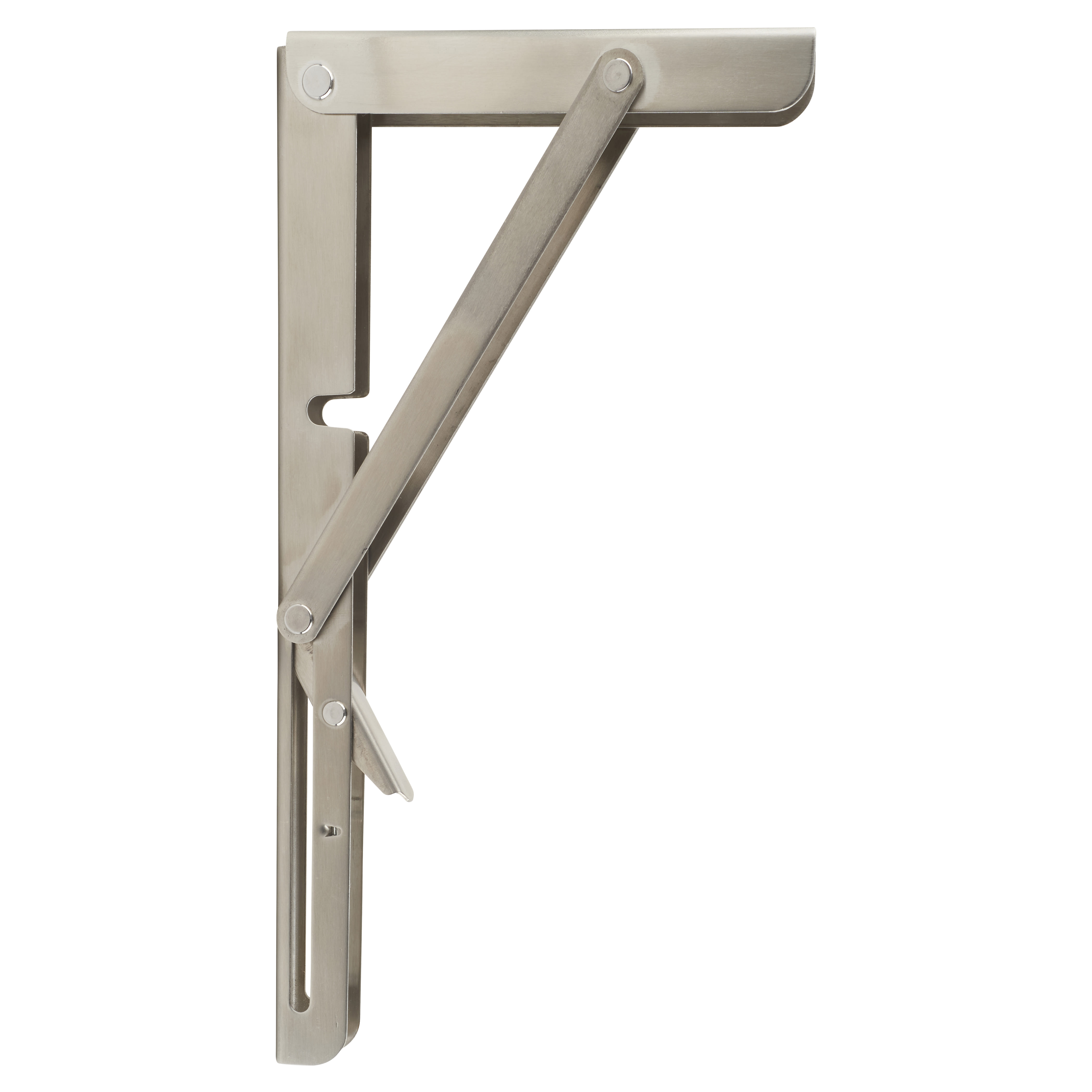Folding Shelf Brackets - 200mm Length - Satin Stainless Steel - Pair - view 3