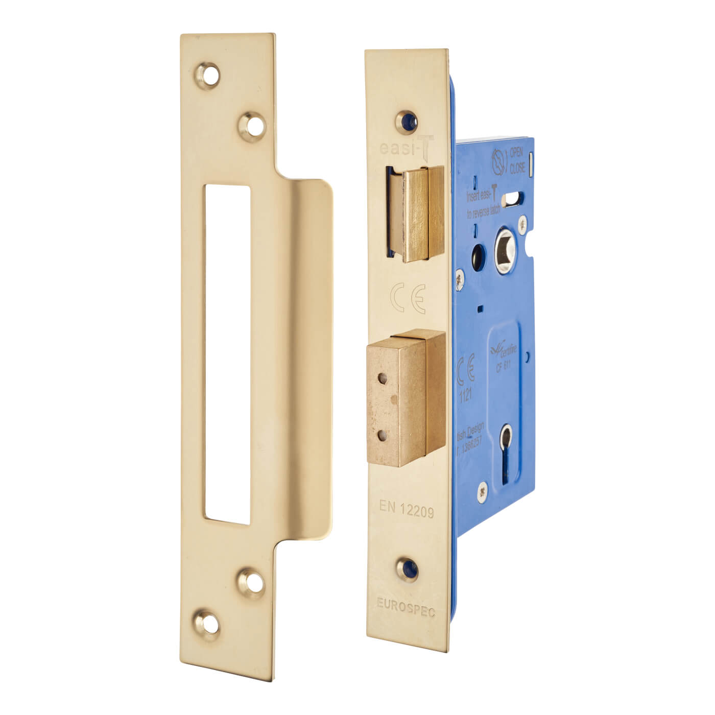 Architectural Bolt Through 3 Lever Sashlock - 65mm Case - 44mm Backset - PVD Brass - view 2