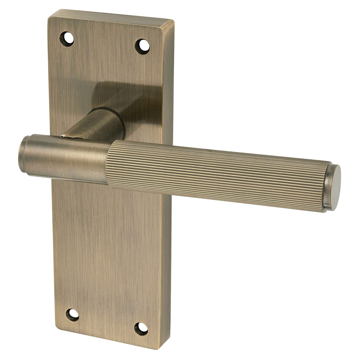 Antique Brass Lines Latch Door Handles Pack - Nova Range - view 2