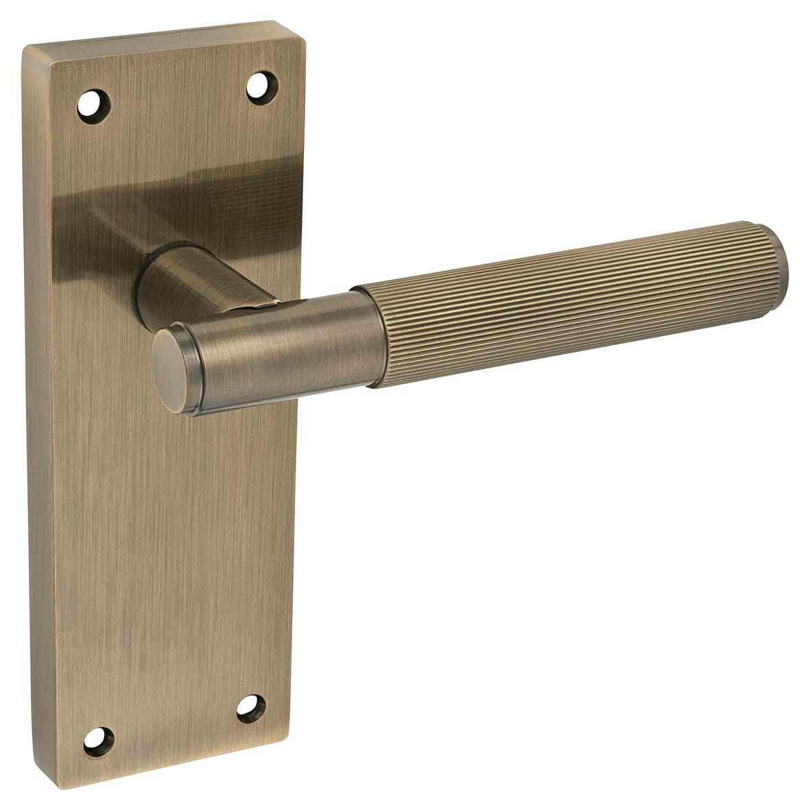 Antique Brass Lines Latch Door Handles Pack - Nova Range - view 3
