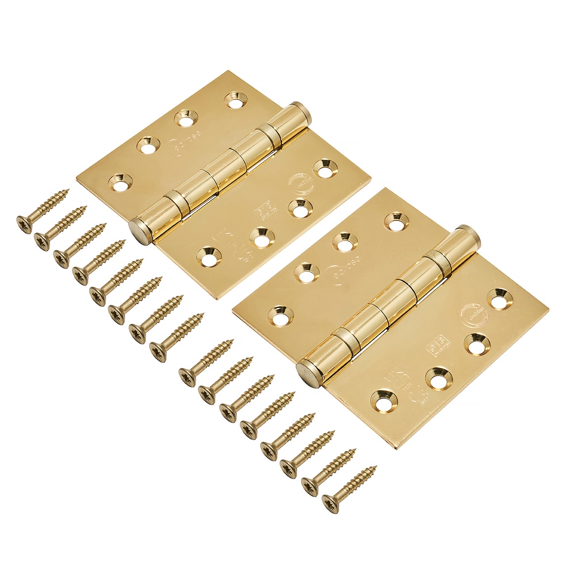 Ball Bearing Grade 13 Butt Fire Door Hinge - 102 x 102 x 3mm - Polished Brass - Pair - view 2