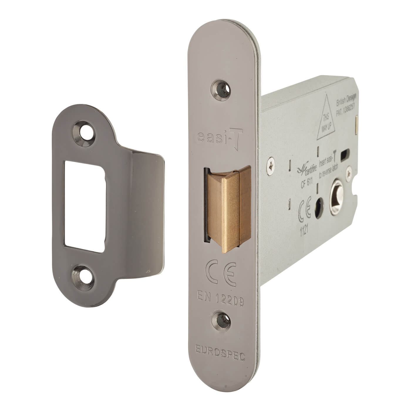 Heavy Duty Bolt Through Flat Latch - 104mm Case - 82mm Backset - Radius - Black Nickel - view 2